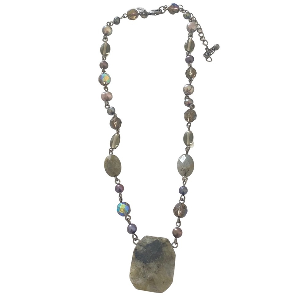 Is Sophia rare labradorite pearls and glass necklace pendant genuine gemstones - Picture 8 of 9